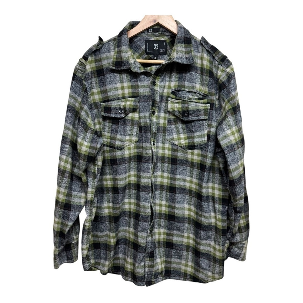 APWAY Men’s Plaid Flannel Shirt XL Green Gray – Cozy Winter Christmas Layer